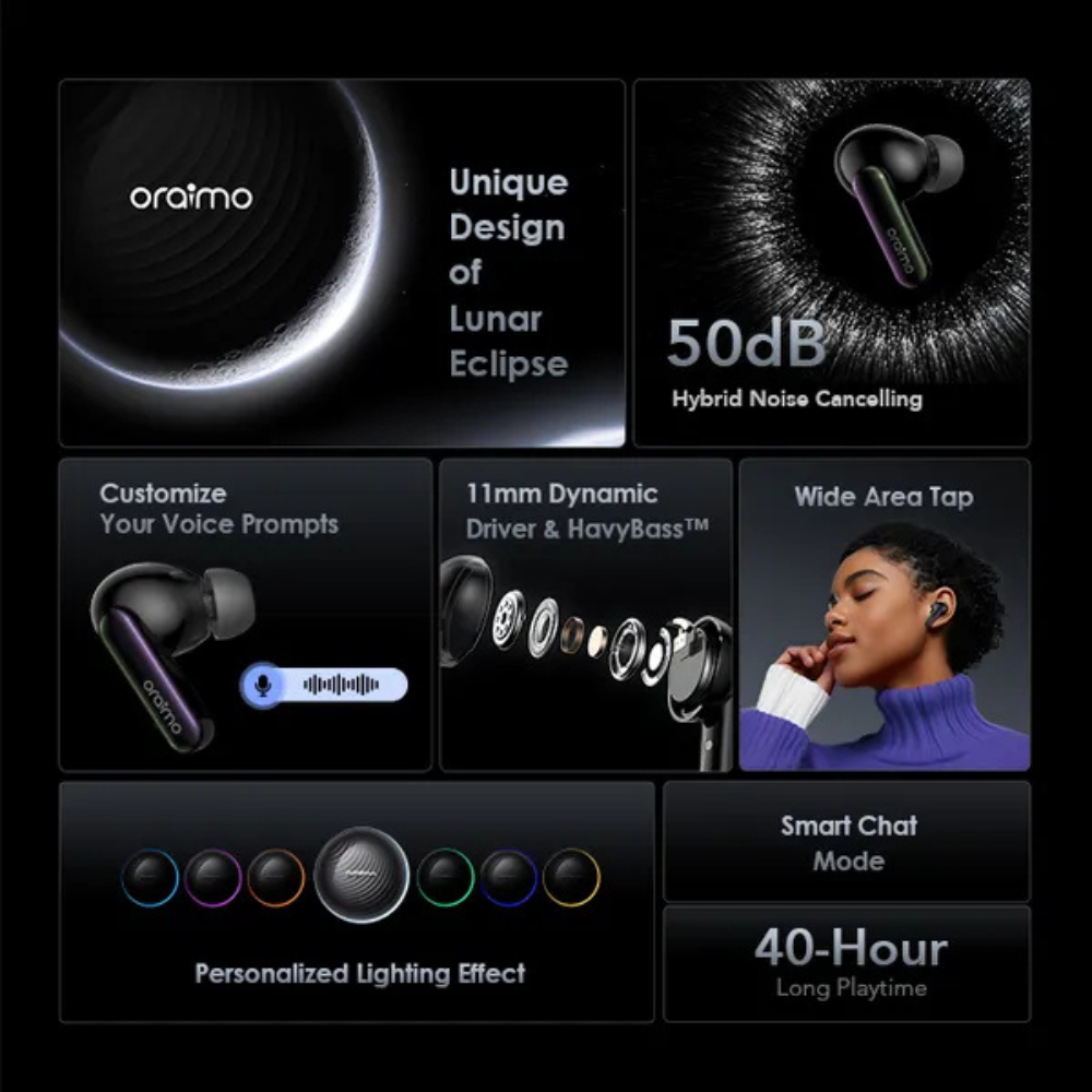 Oraimo SpaceBuds Hybrid ANC True Wireless Earbuds Customized Voice Prompt - Image 3