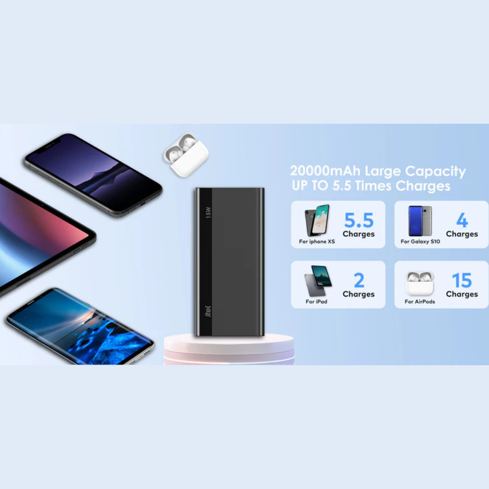 Itel 20000mAh T162 15W Type-C Output Fast Charging Power Bank - Image 7
