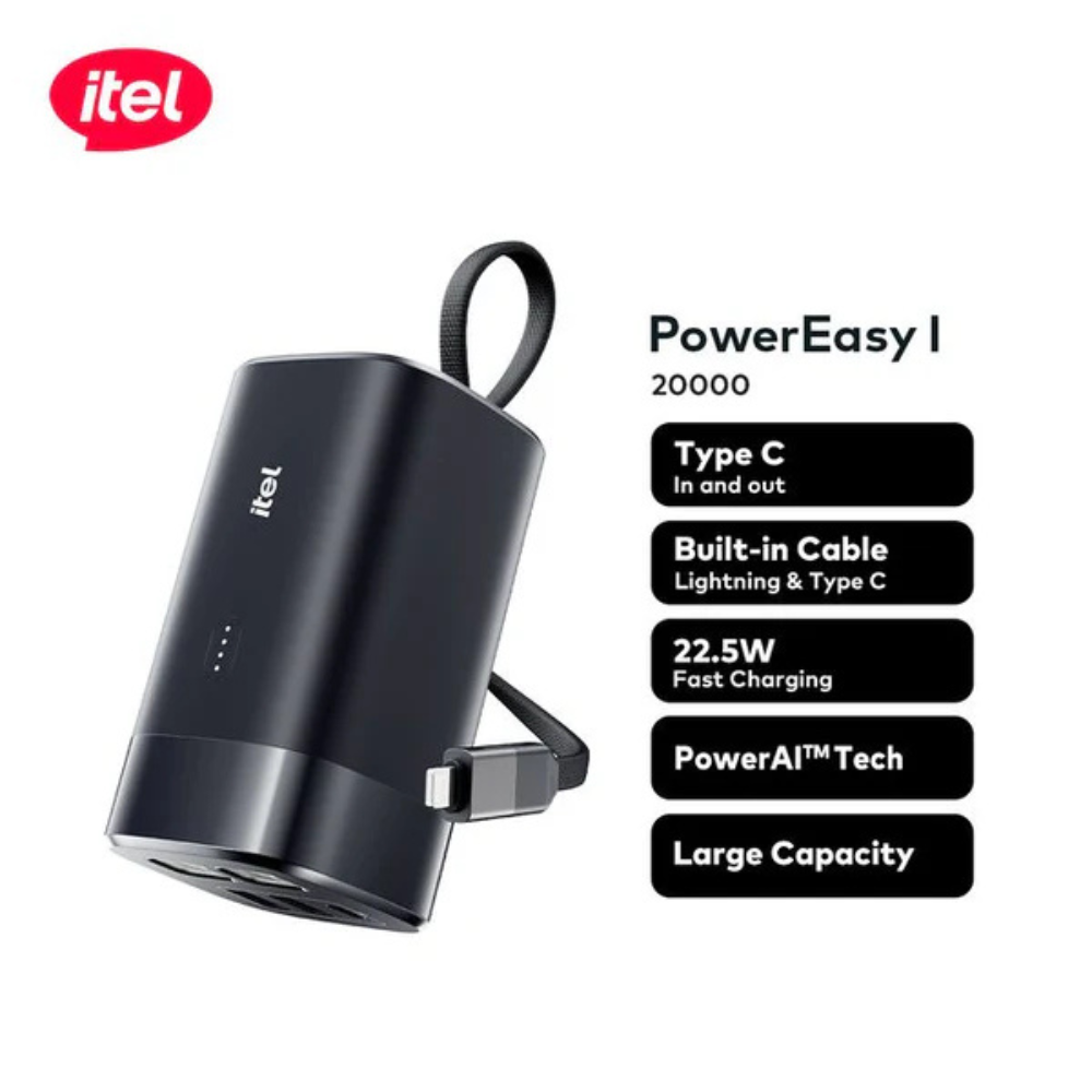 Itel PowerEasy1 20000 Built-In-Cable Lightning And TypeC 22.5W A1461