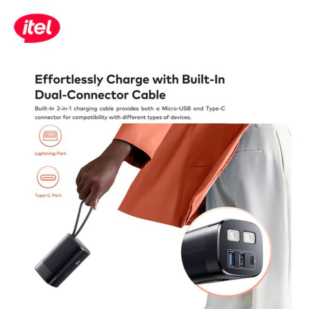 Itel PowerEasy1 20000 Built-In-Cable Lightning And TypeC 22.5W A1461 - Image 3