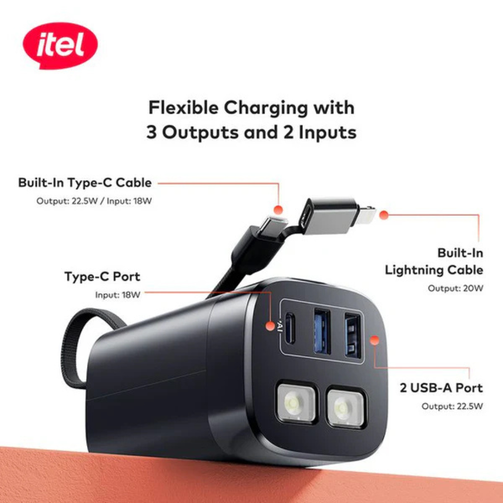 Itel PowerEasy1 20000 Built-In-Cable Lightning And TypeC 22.5W A1461 - Image 5