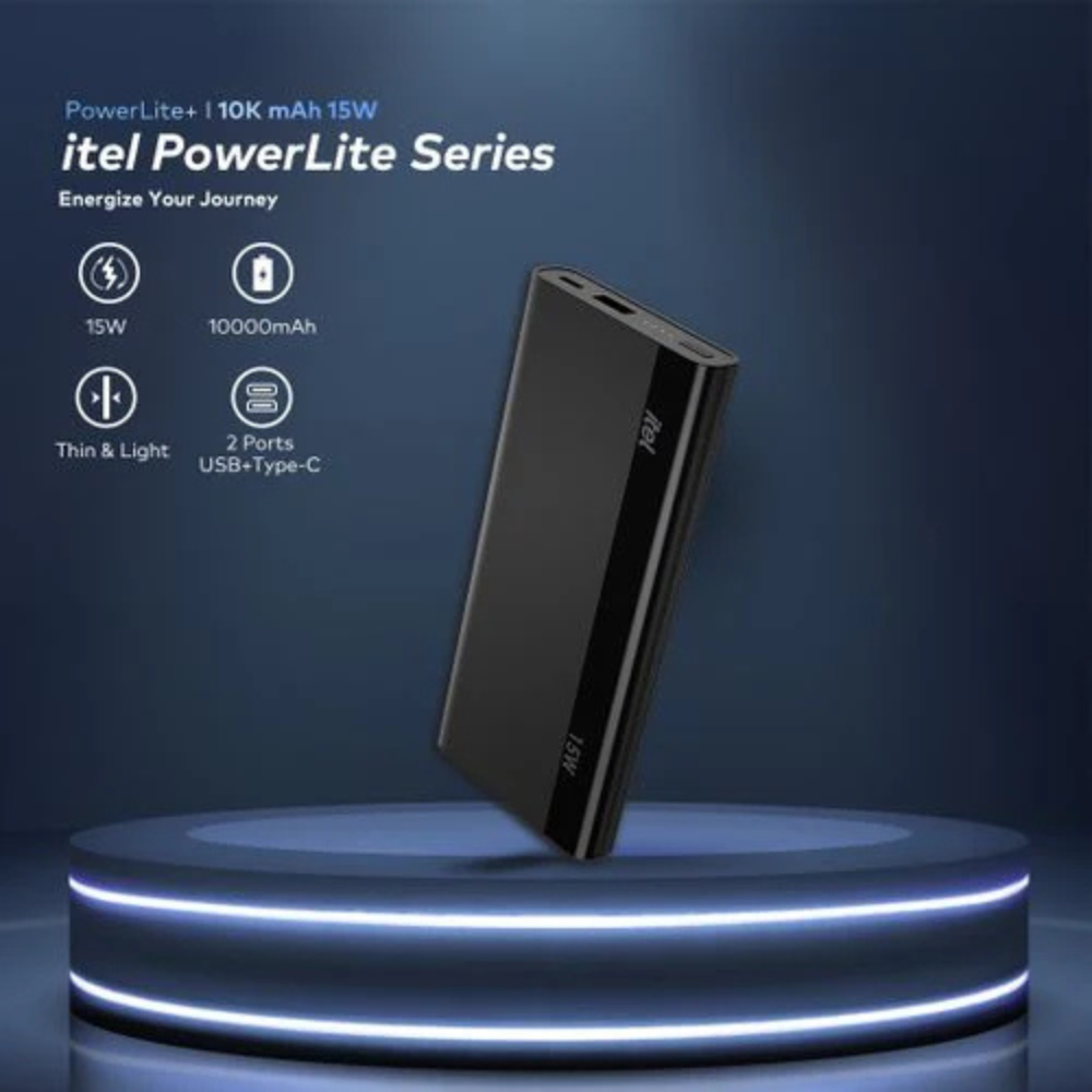 Itel T158 PowerLite 10000mAh 15W Fast Charger Input&output Type C Mobile Power