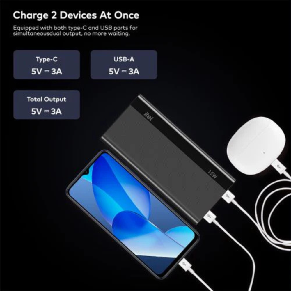 Itel T158 PowerLite 10000mAh 15W Fast Charger Input&output Type C Mobile Power - Image 4