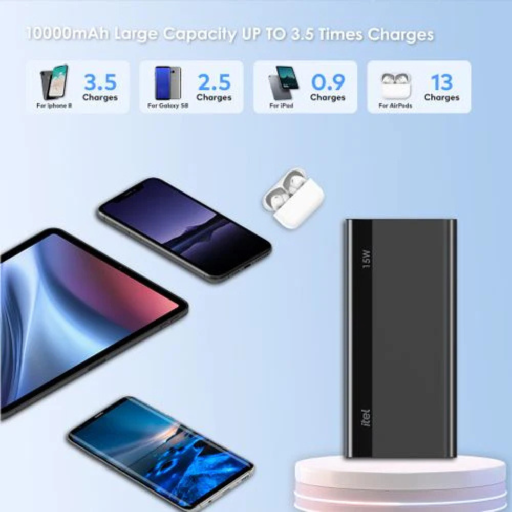 Itel T158 PowerLite 10000mAh 15W Fast Charger Input&output Type C Mobile Power - Image 6