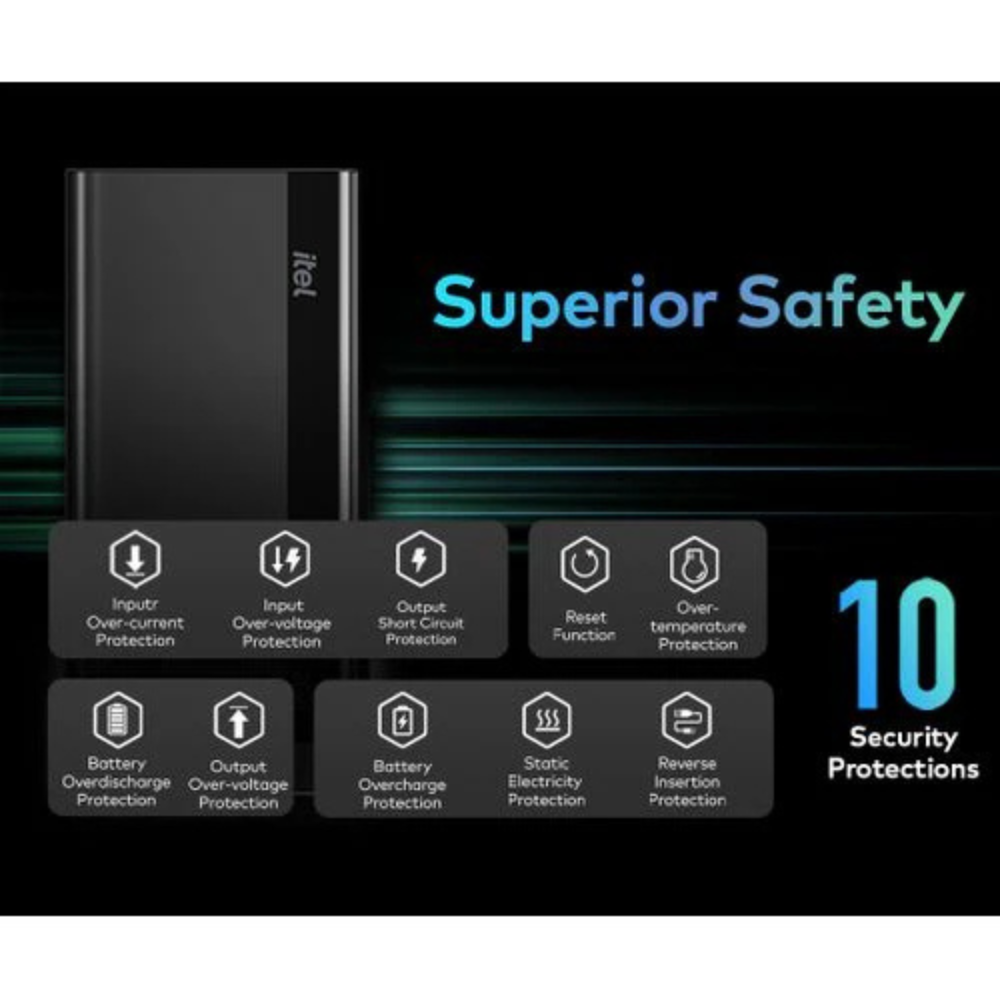 Itel T158 PowerLite 10000mAh 15W Fast Charger Input&output Type C Mobile Power - Image 7