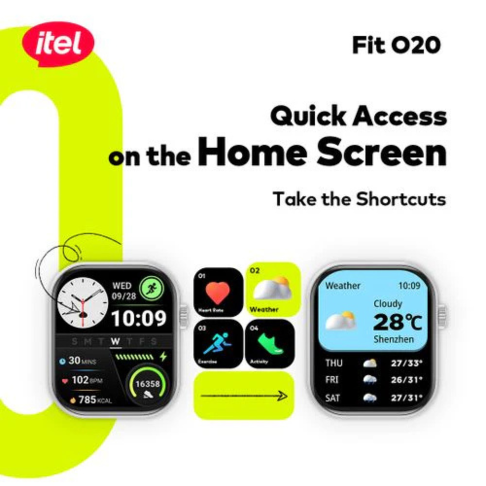 Itel SmartWatch Fit 020 2.04" HD Display IP68 AI-Powered New O20 - Image 4