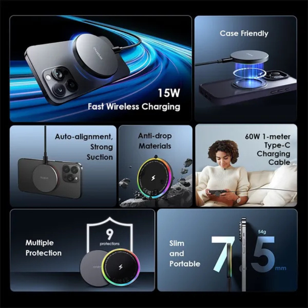 Oraimo PowerDock 15W Magnetic Wireless Charging Pad - Image 3