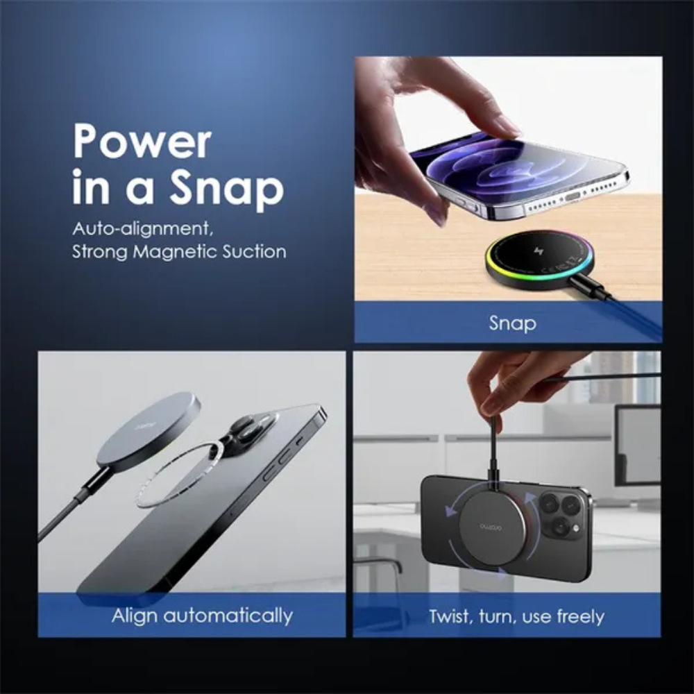 Oraimo PowerDock 15W Magnetic Wireless Charging Pad - Image 6