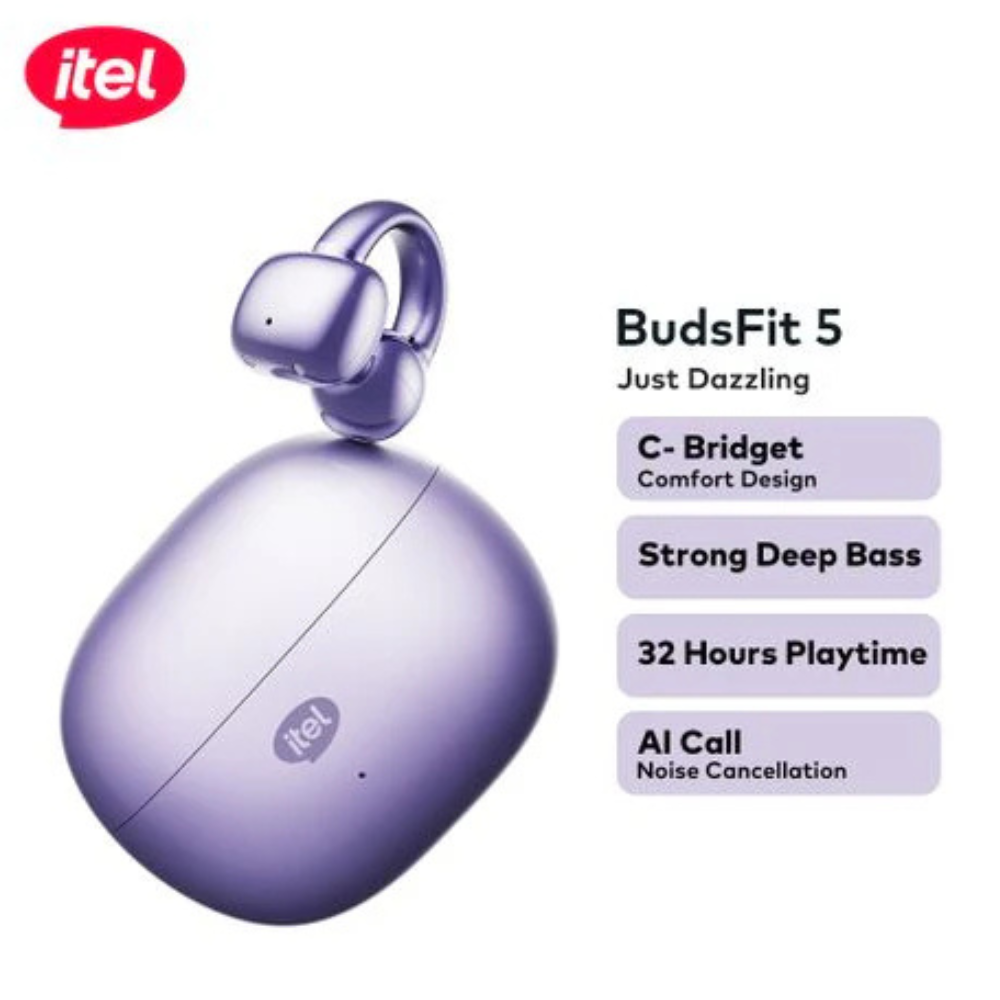 Itel BudsFit 5(IEW-55) Earbuds C-Bridge Design AI NC. - Image 2