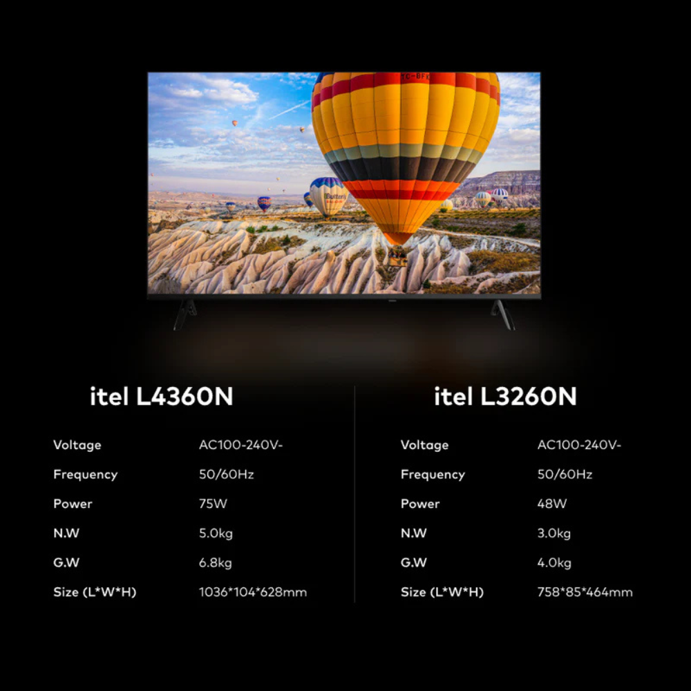 Itel 32''QLED Android Smart TV grade-A display 20W HIFI Frameless Design Black - Image 3