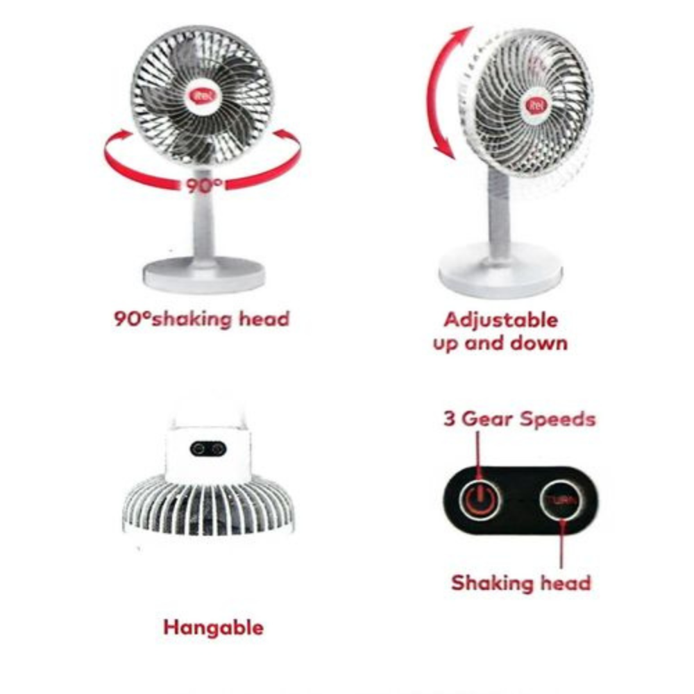 Itel 3600mAh Rechargeable Fan with Rotating Head - Image 2