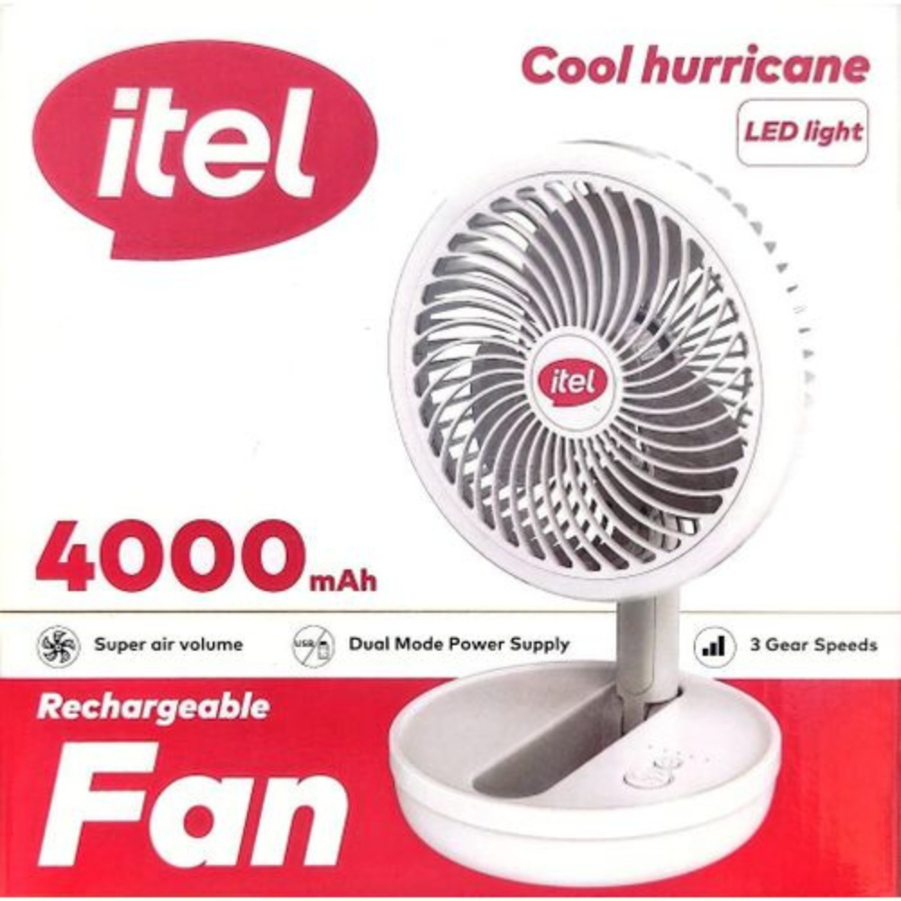 Itel 4000mAh Foldable Rechargeable Fan
