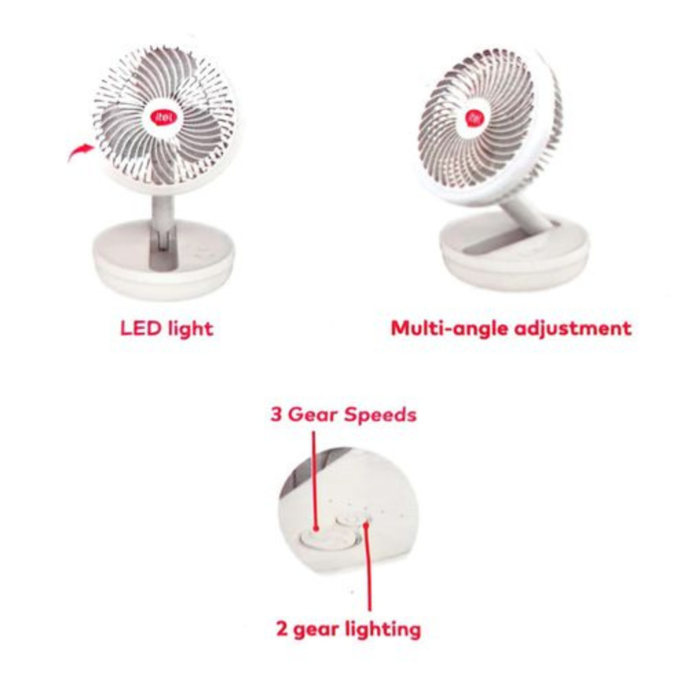 Itel 4000mAh Foldable Rechargeable Fan - Image 2
